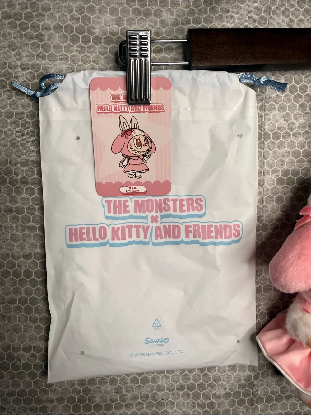 Pop Mart The Monsters X Sanrio Labubu My Melody Plush Doll Pendant New Open Box
